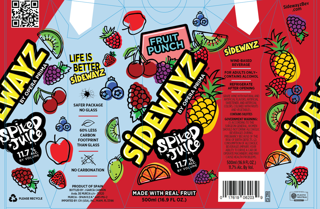 TABC label artwork for SIDEWAYS BY OPERA PRIMA FRUIT PUNCH