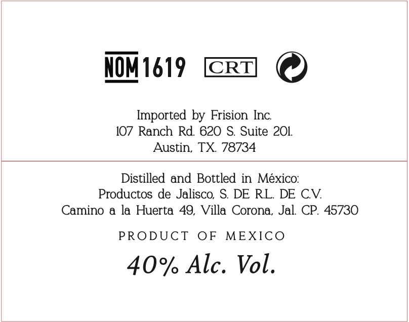 TABC label artwork for Tequila Don Cruz Platinium Plata