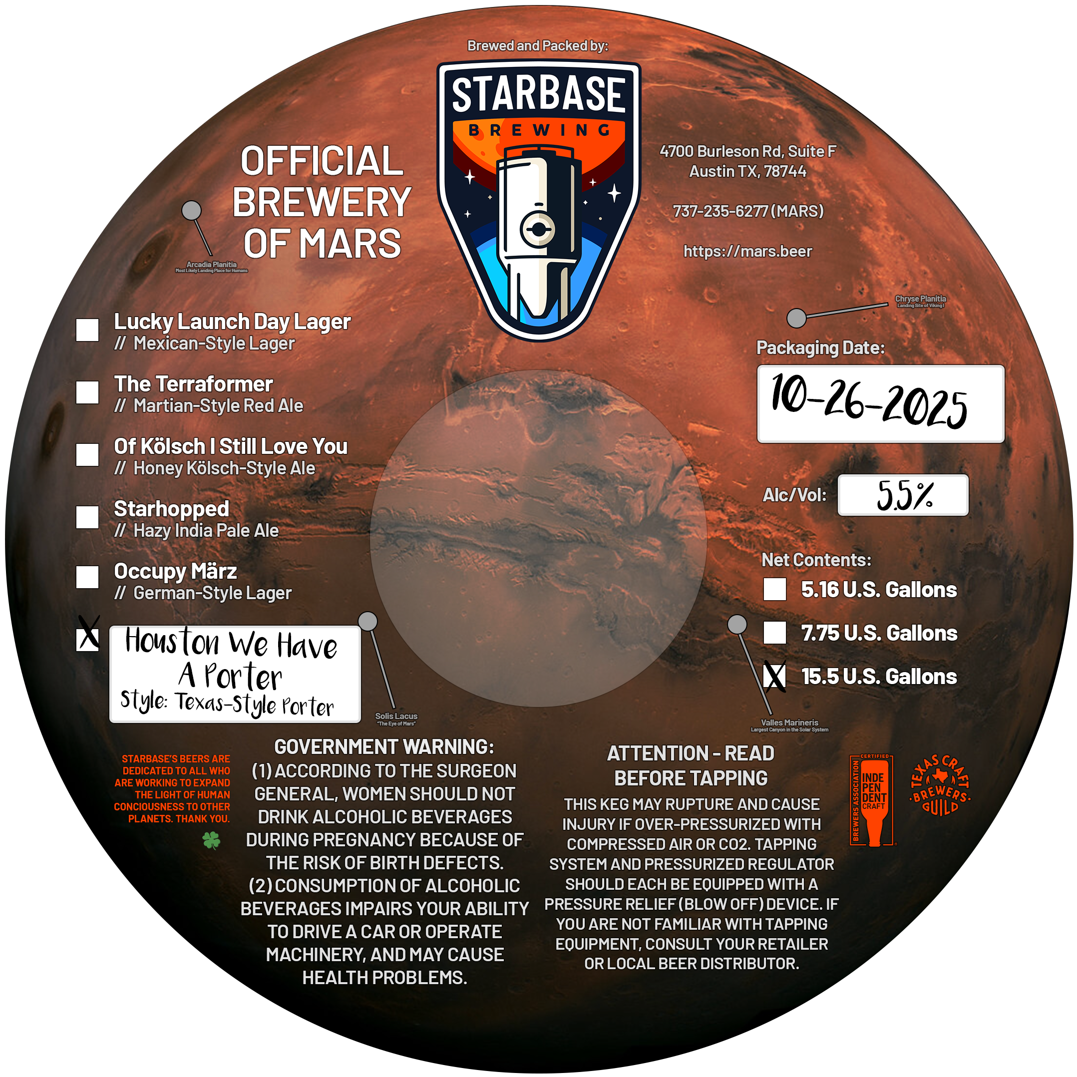 TABC label artwork for Houston We Have A Porter