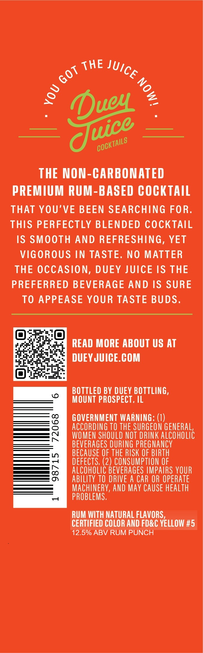 TABC label artwork for DUEY JUICE RUM PUNCH STRAWBERRY LIME