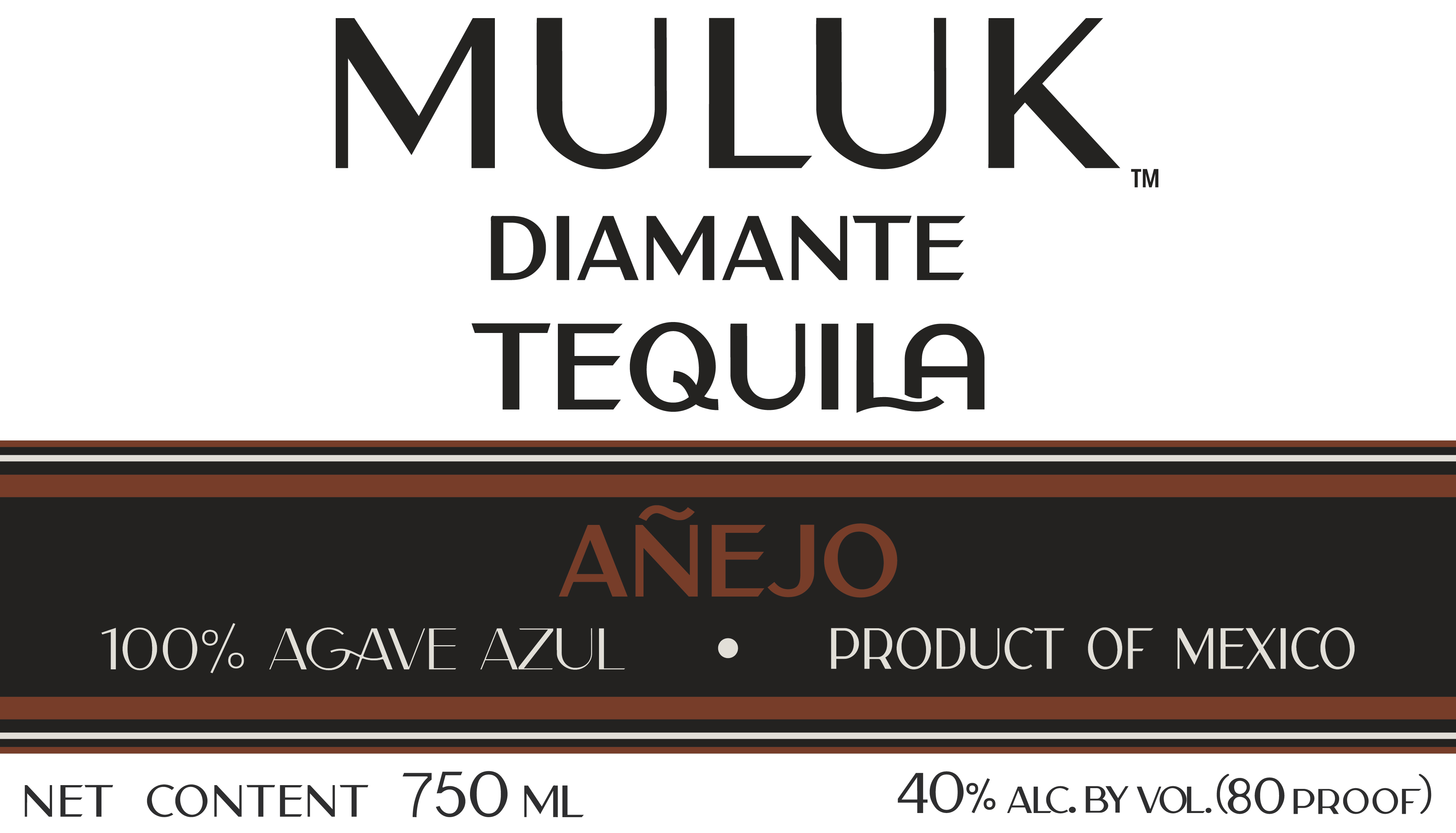 TABC label artwork for Muluk Diamante Anejo