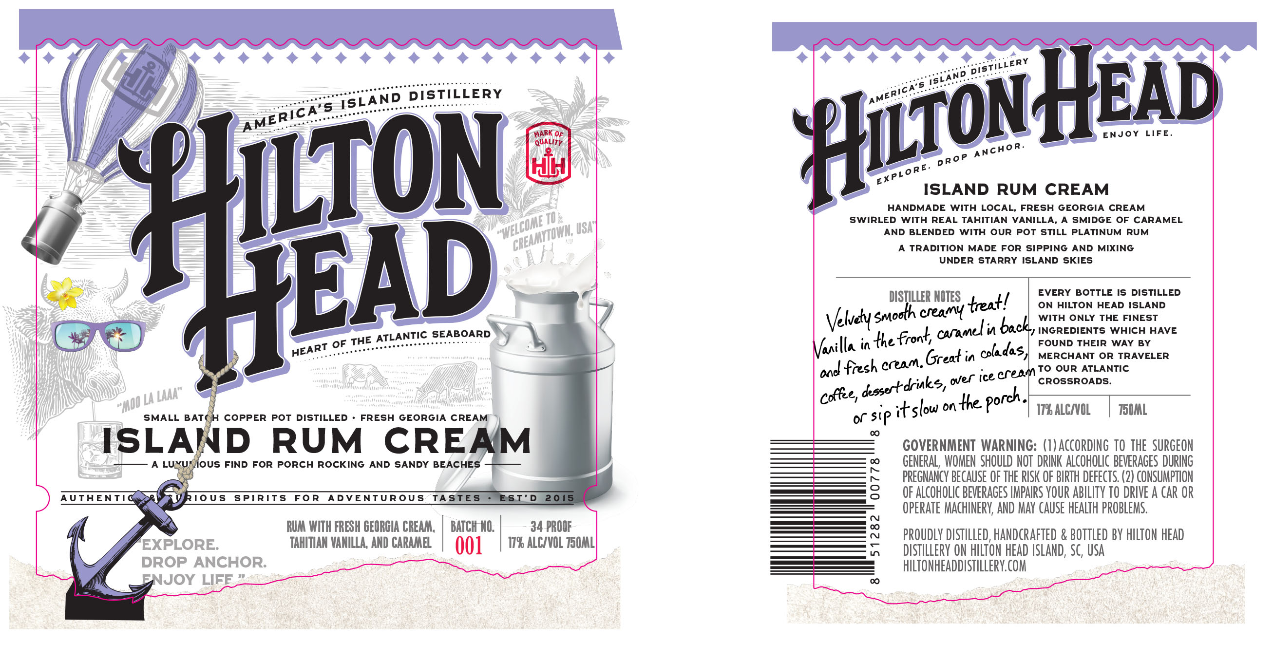 TABC label artwork for Hilton Head Island Rum Cream