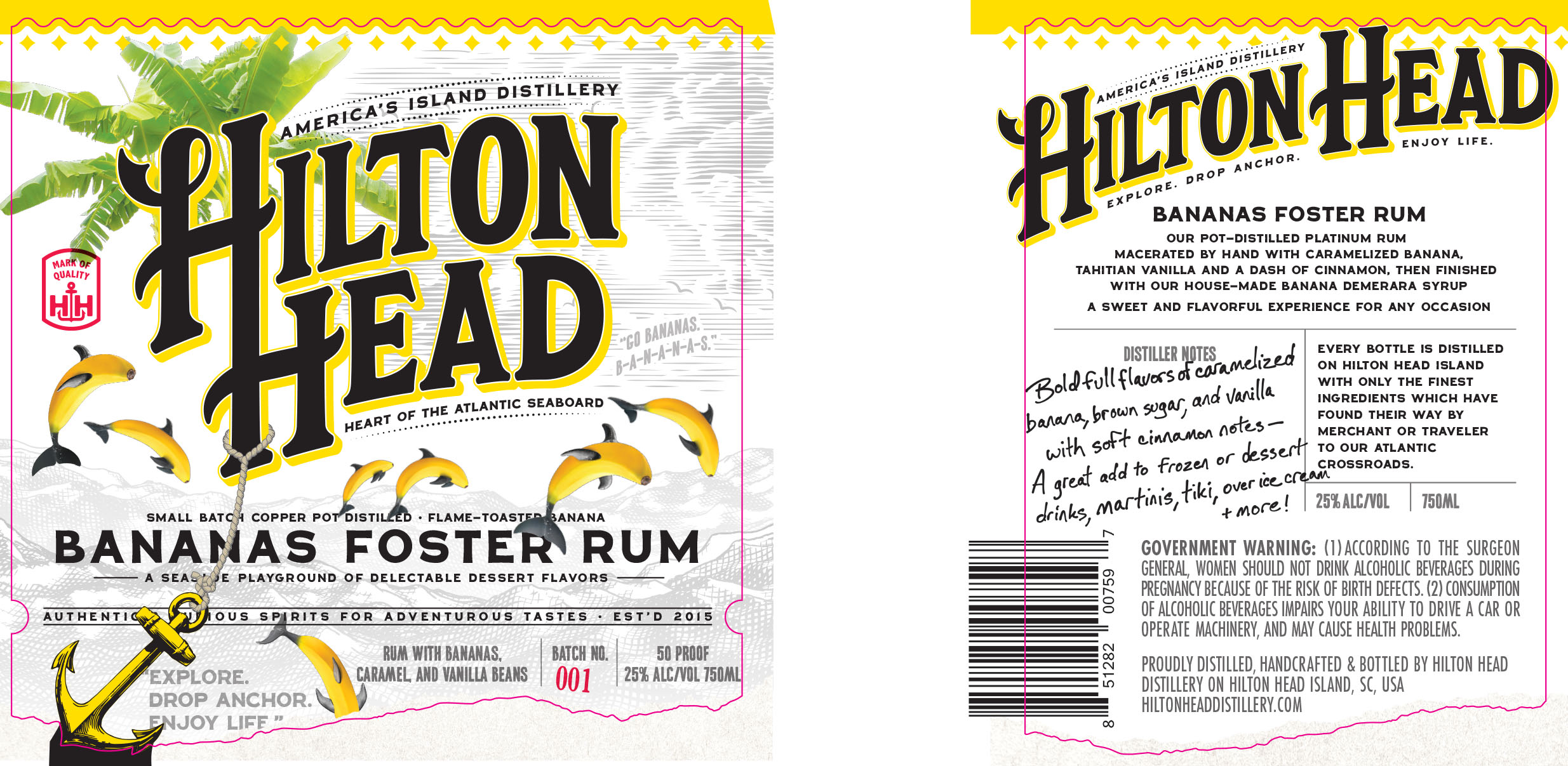 TABC label artwork for Hilton Head Bananas Foster
