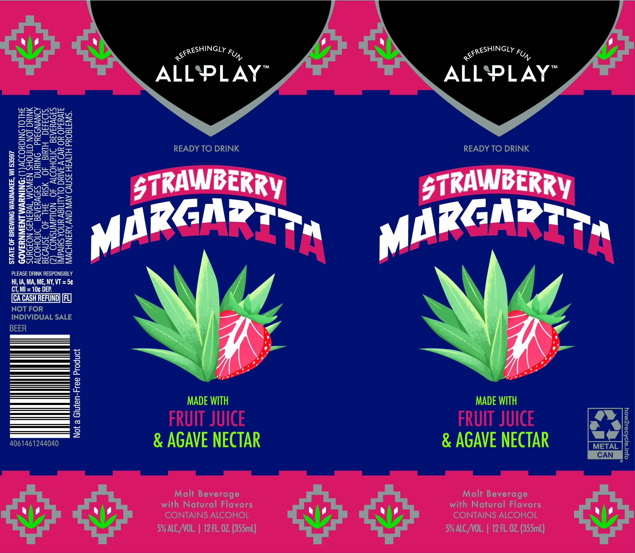 TABC label artwork for ALL PLAY STRAWBERRY MARGARITA