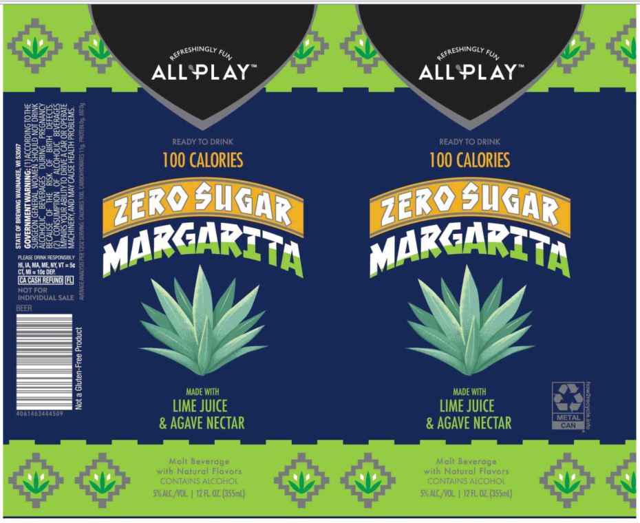 TABC label artwork for ALL PLAY ZERO SUGAR MARGARITA