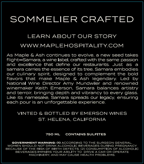 TABC label artwork for Samara Cabernet Sauvignon Napa Valley