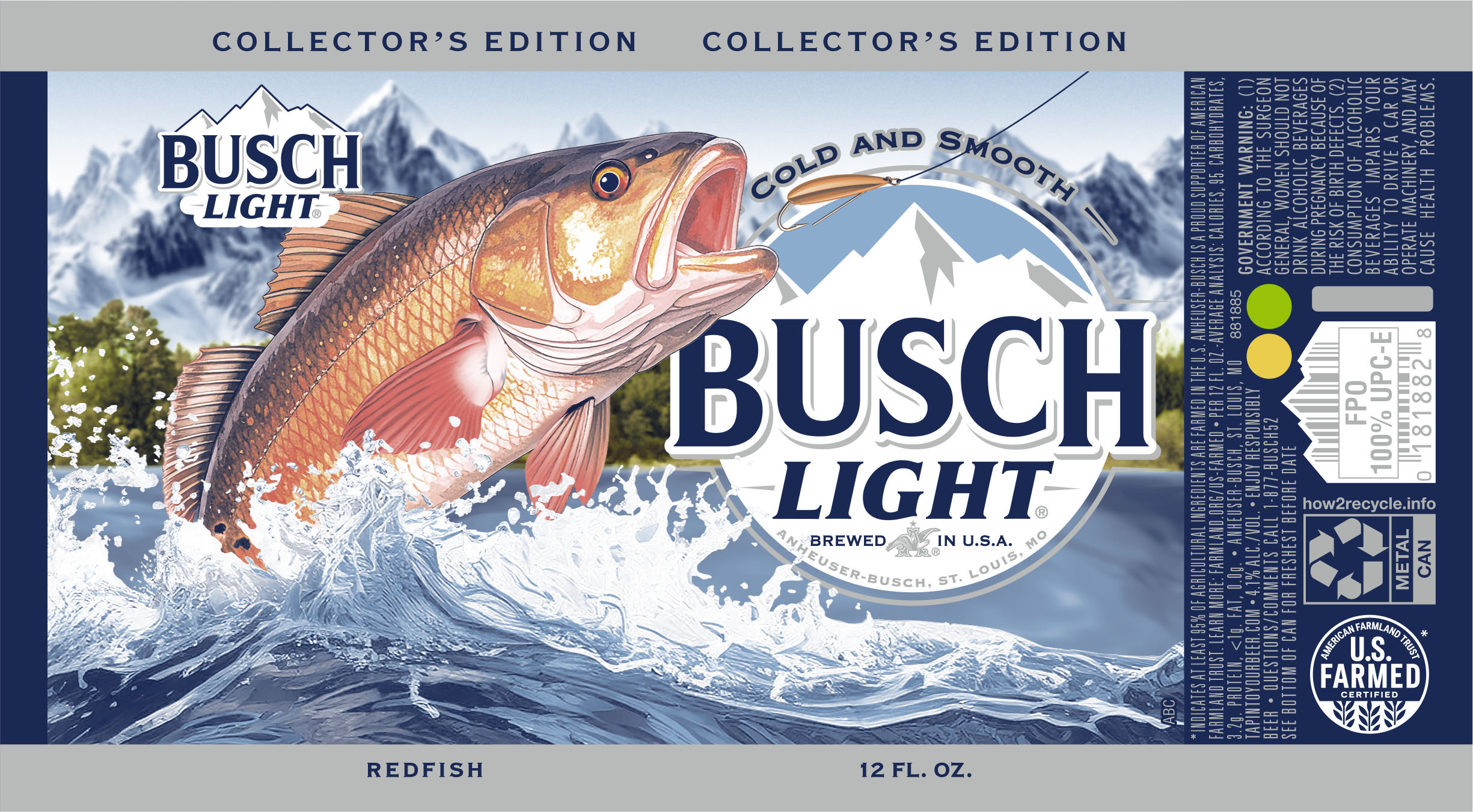 TABC label artwork for BUSCH LIGHT 2026 FISHING REDFISH 12 OZ. CAN