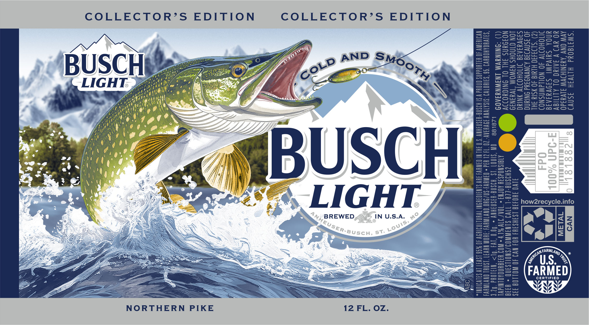 TABC label artwork for BUSCH LIGHT 2026 FISHING NORTHERN PIKE 12 OZ. CAN