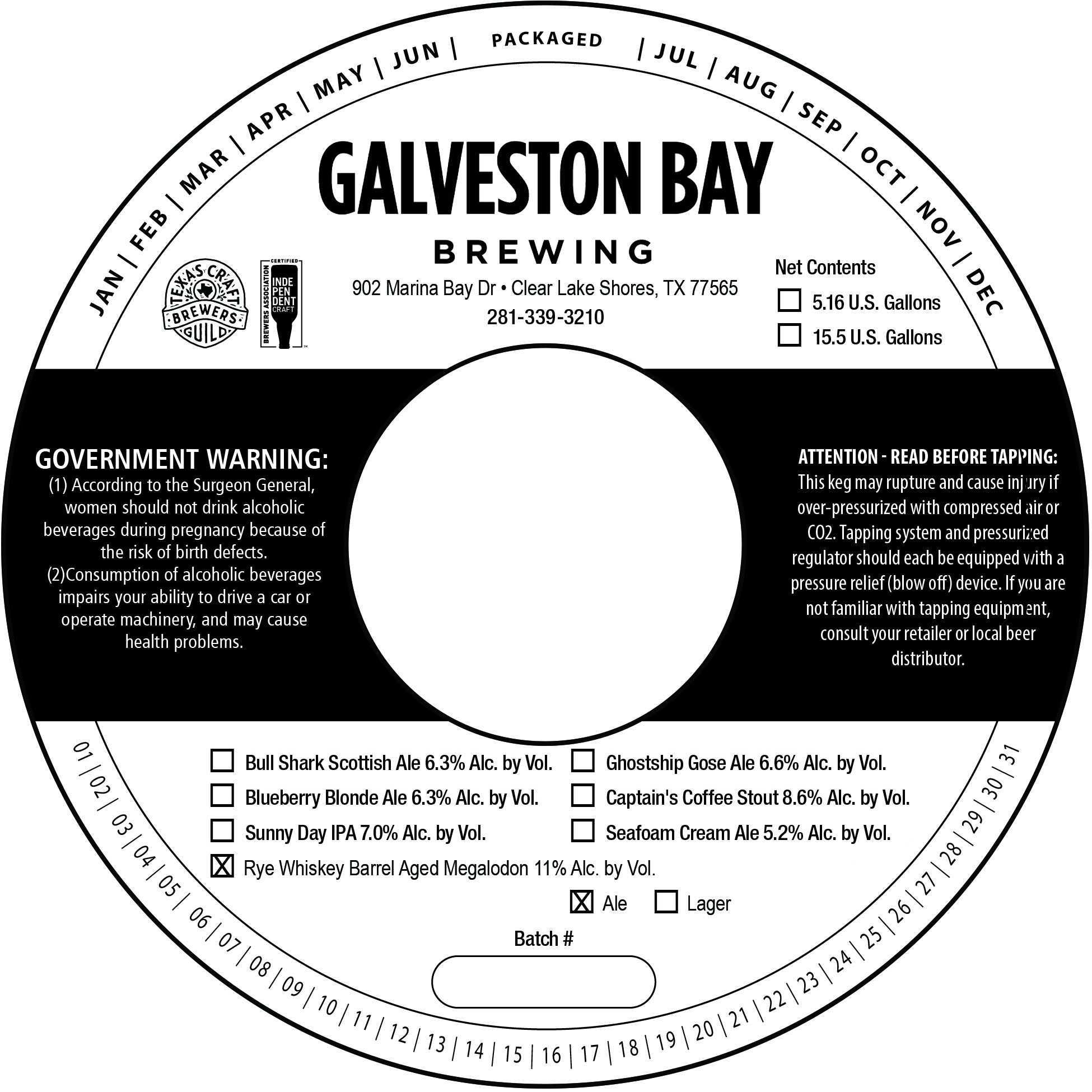 TABC label artwork for Rye Whiskey Barrel Aged Megalodon