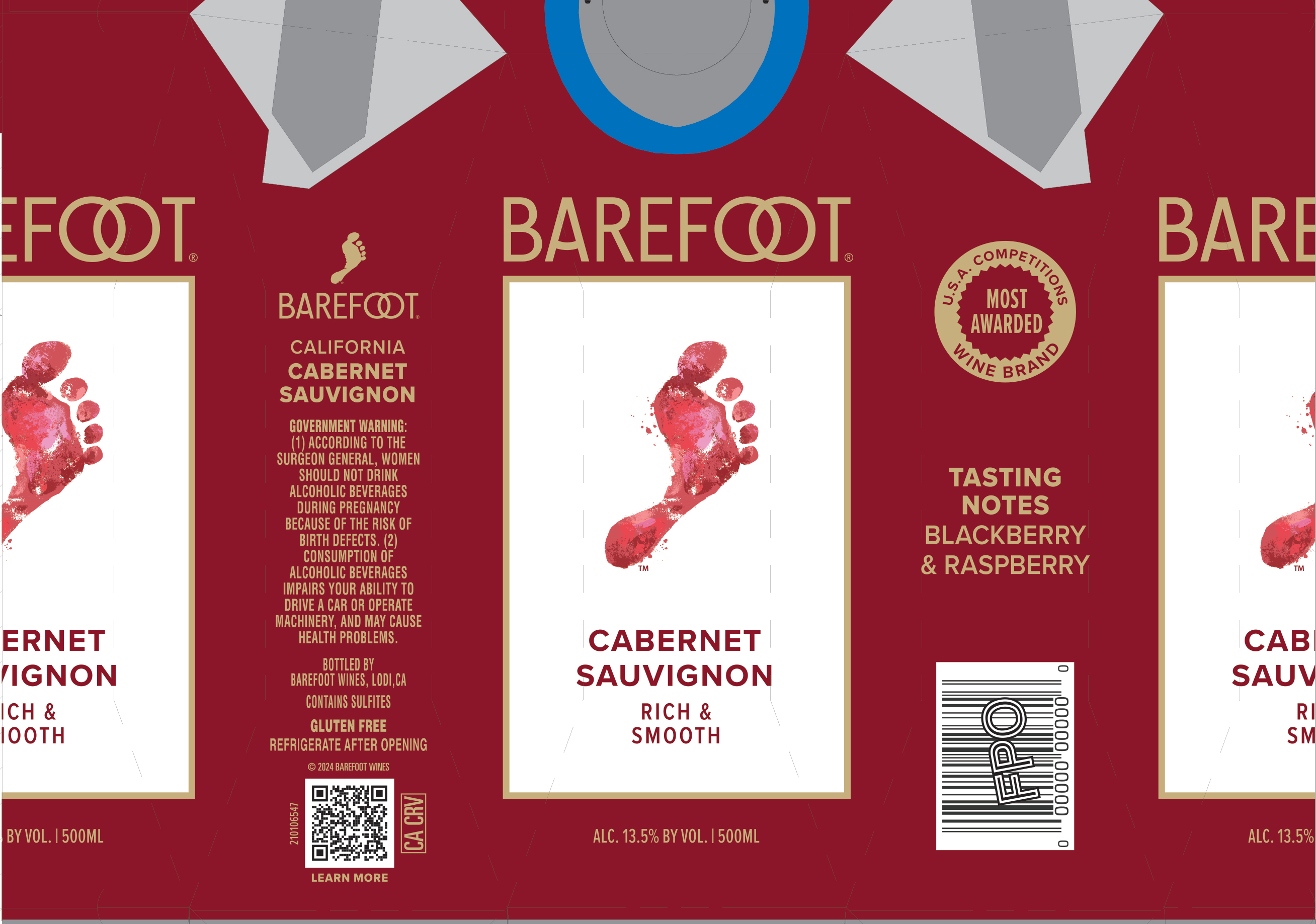 TABC label artwork for Barefoot Cabernet Sauvignon California