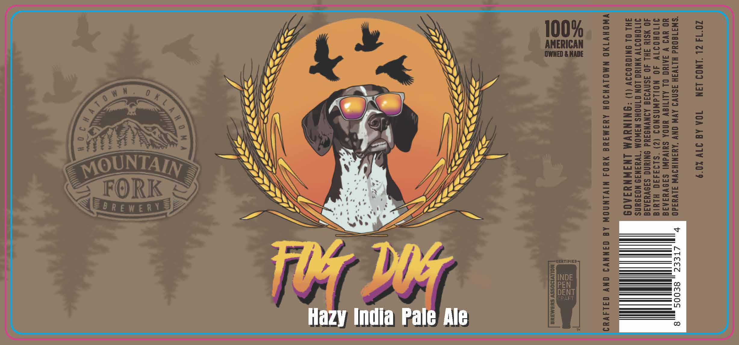 TABC label artwork for Fog Dog Hazy India Pale Ale