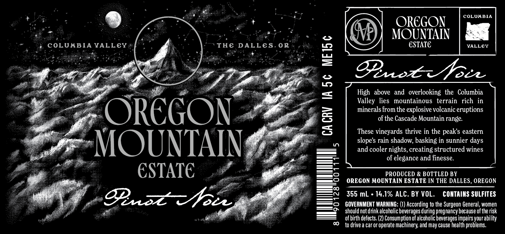 TABC label artwork for OREGON MOUNTAIN ESTATE PINOT NOIR