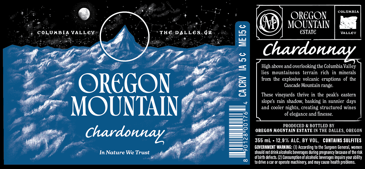 TABC label artwork for OREGON MOUNTAIN CHARDONNAY