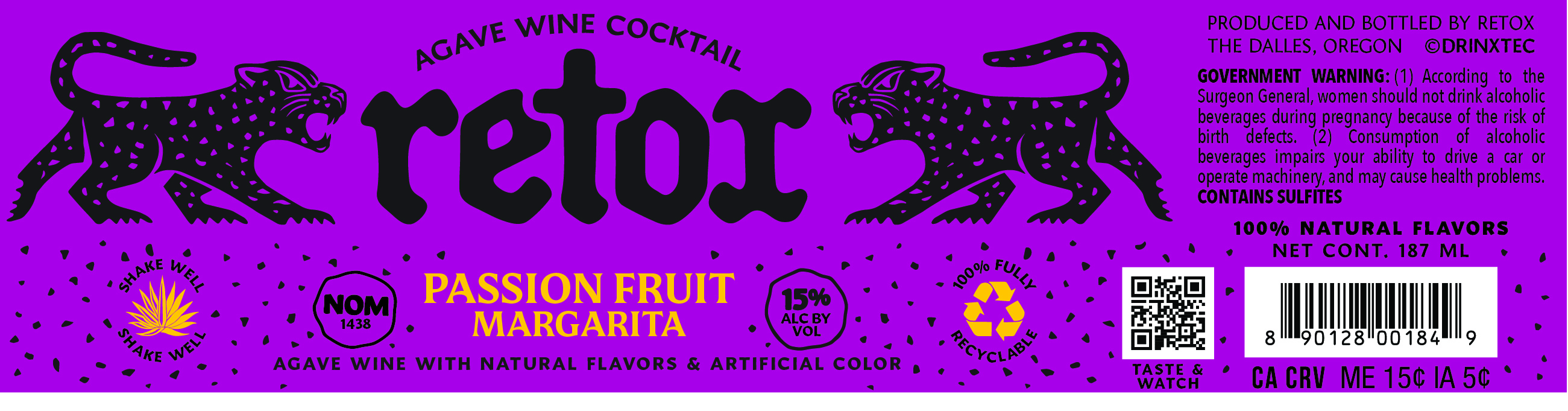 TABC label artwork for RETOX PASSION FRUIT MARGARITA