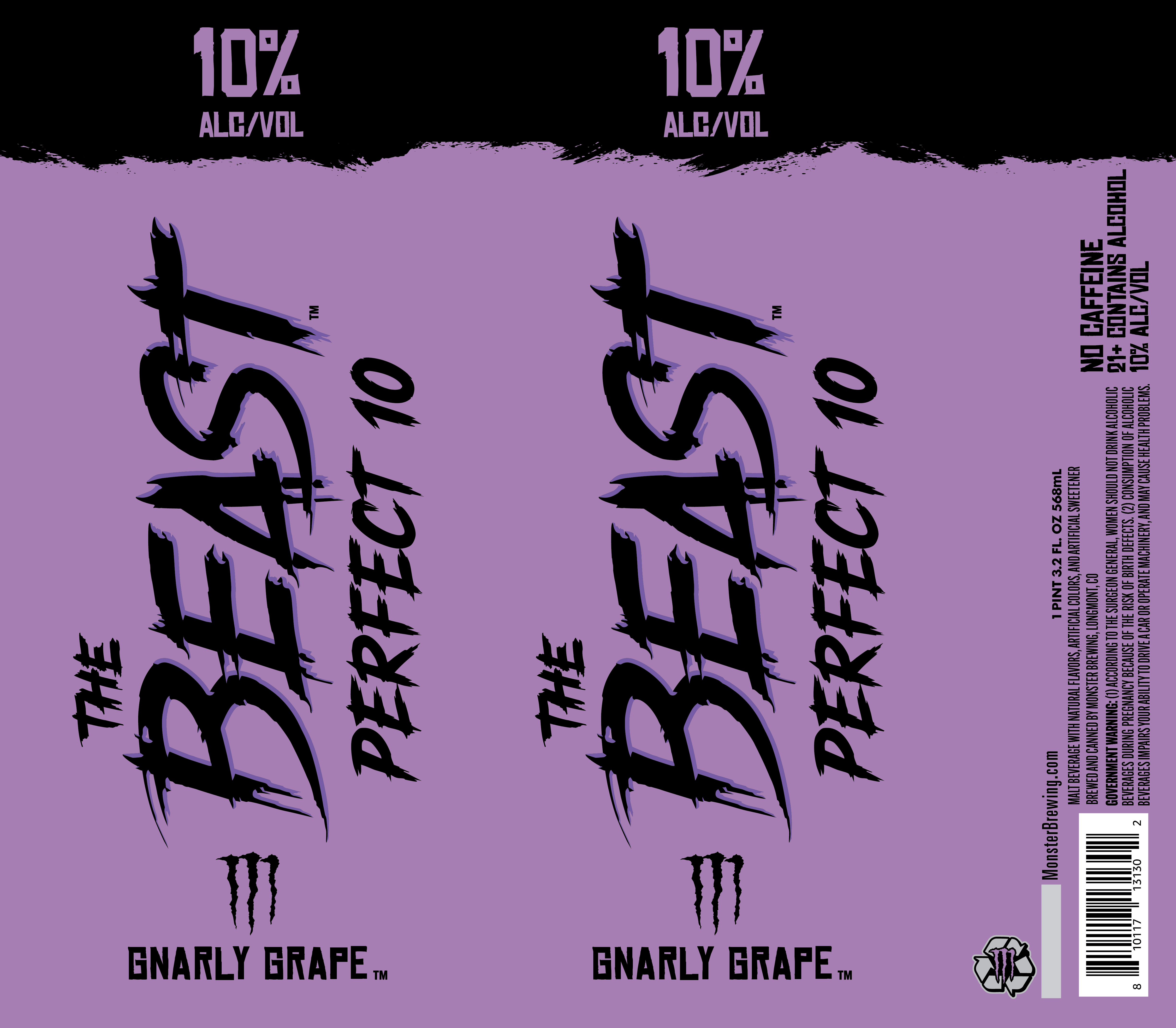 TABC label artwork for The Beast Perfect 10 Gnarly Grape