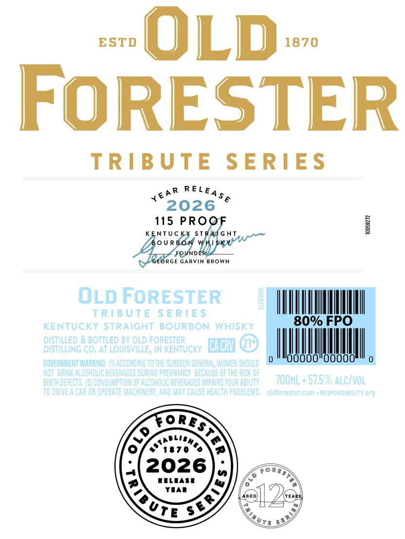 TABC label artwork for Old Forester Tribute Series