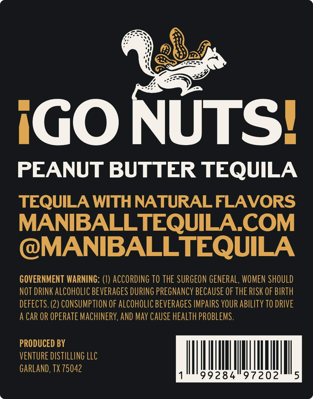 TABC label artwork for Maniball Peanut Butter Tequila