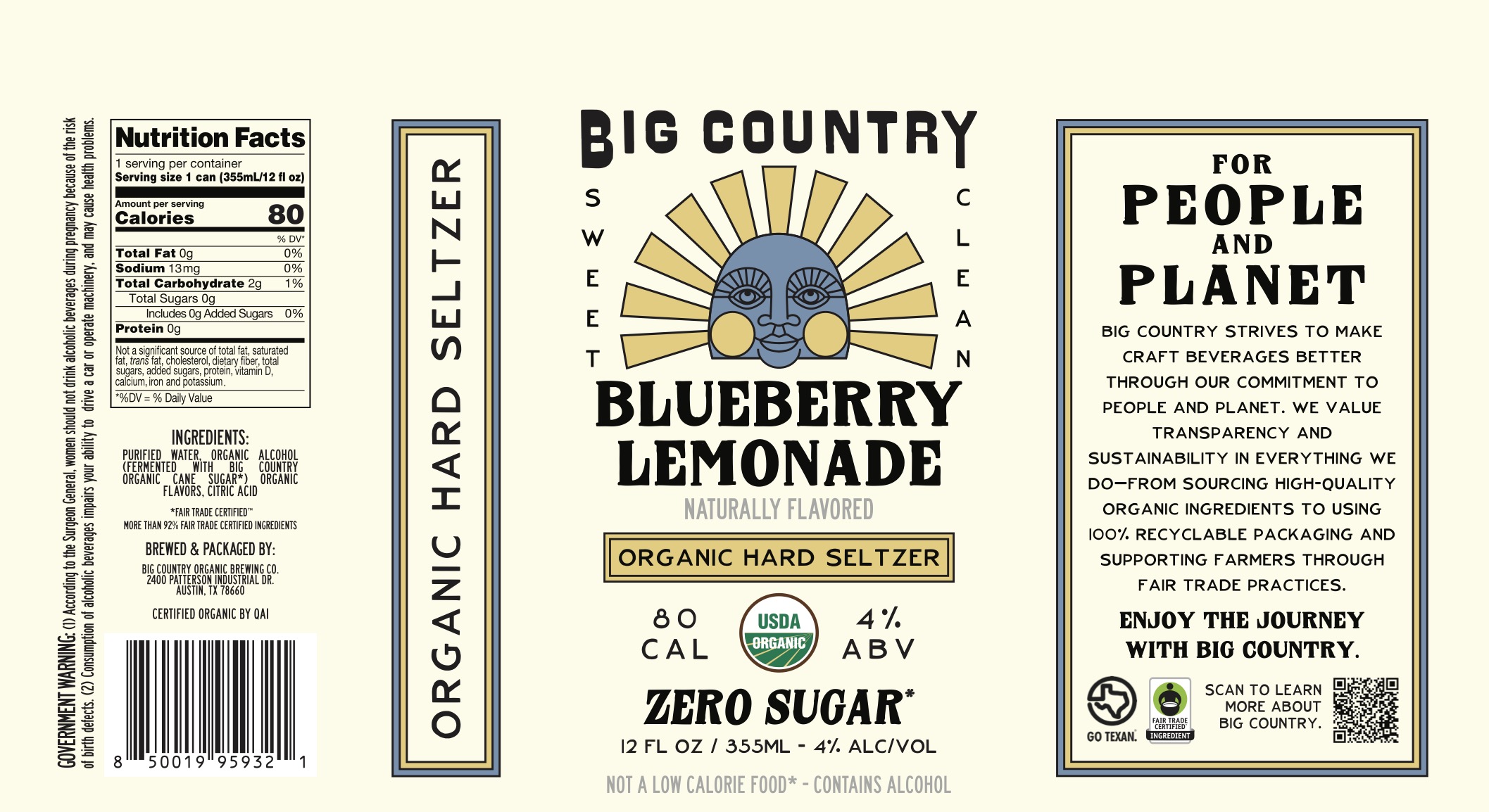 TABC label artwork for Blueberry Lemonade Organic Hard Seltzer