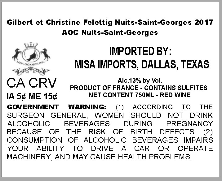 TABC label artwork for GILBERT ET CHRISTINE FELETTIG NUITS-SAINT-GEORGES