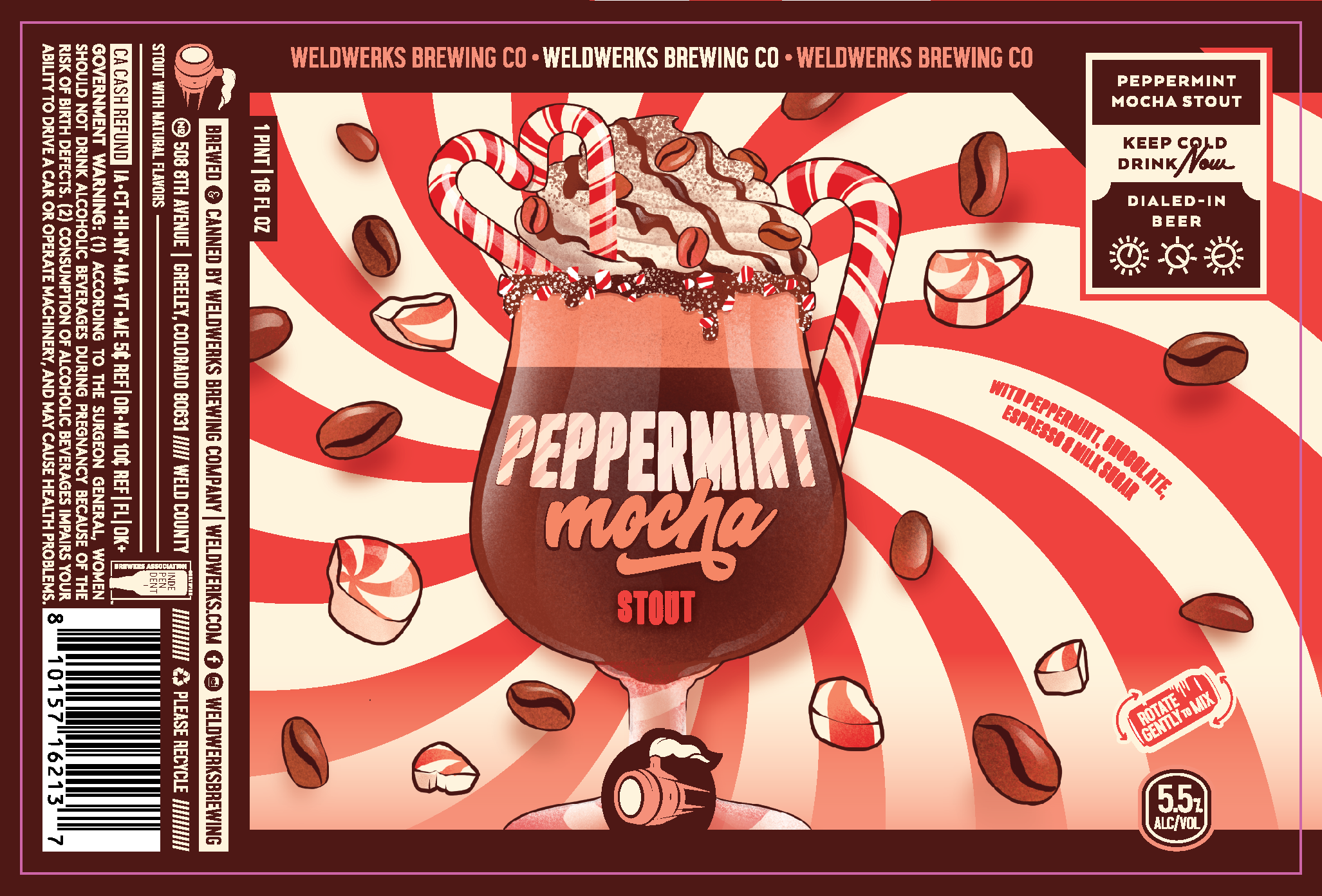 TABC label artwork for Peppermint Mocha Stout
