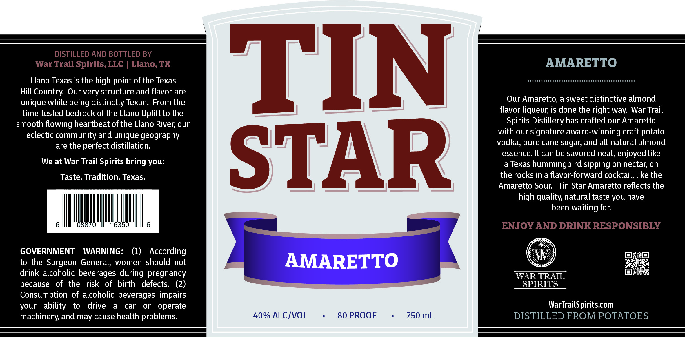 TABC label artwork for TIN STAR AMARETTO