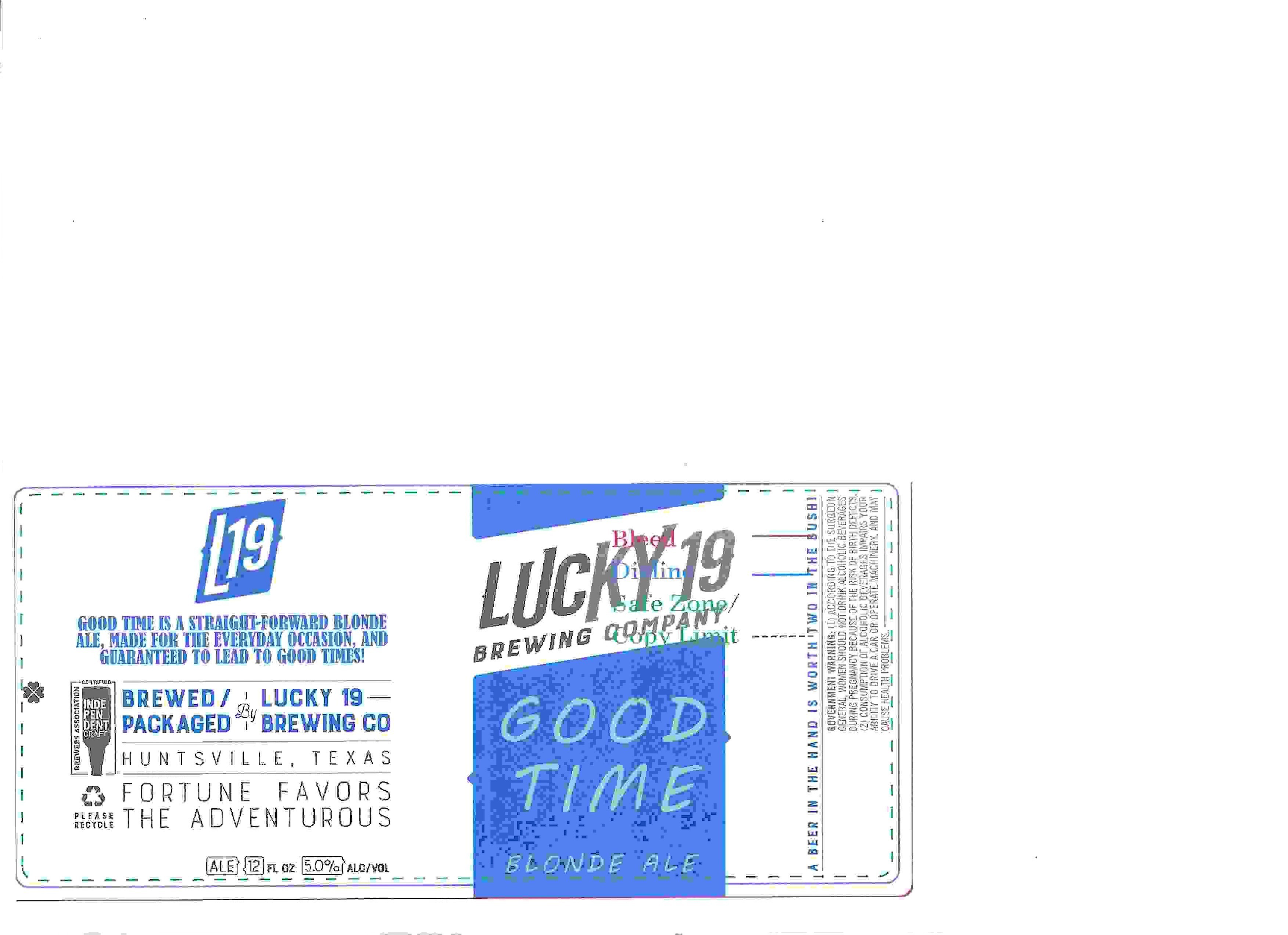 TABC label artwork for GOOD TIME BLONDE ALE