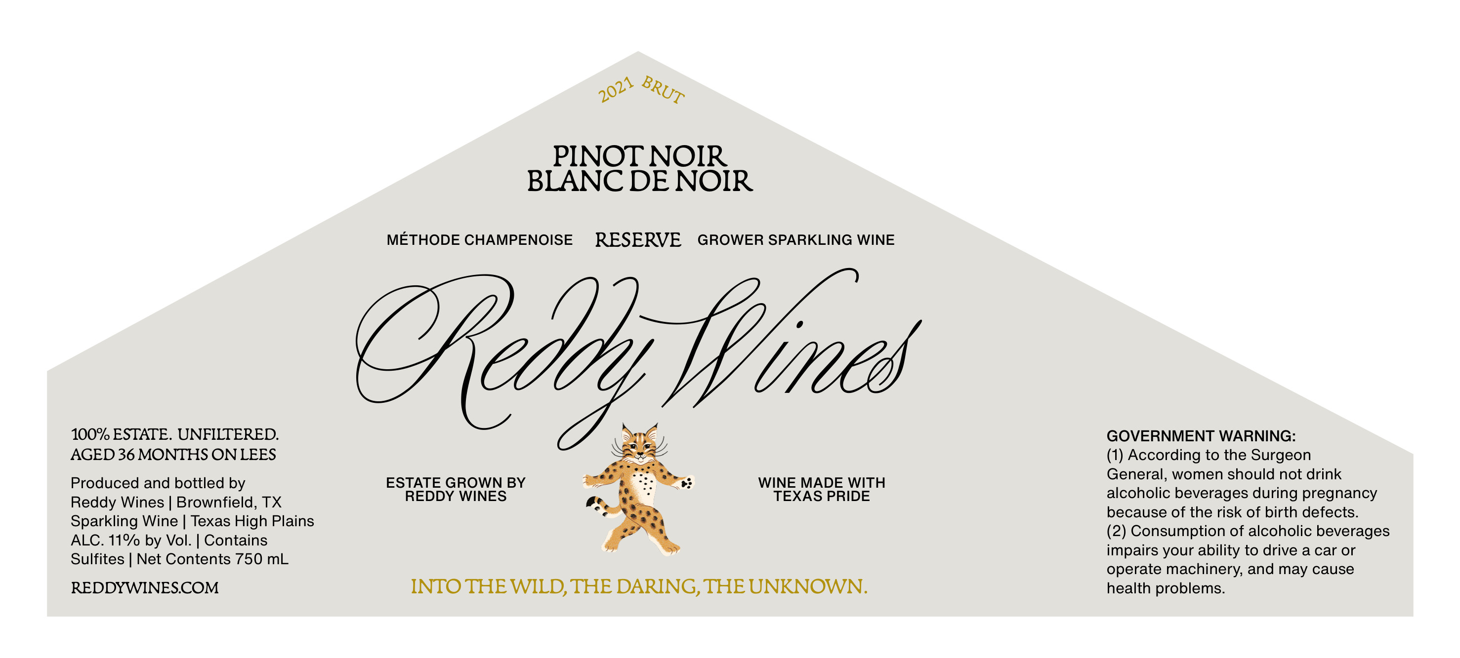 TABC label artwork for Reddy Wines 2021 Pinot Noir Blanc de Noir Brut