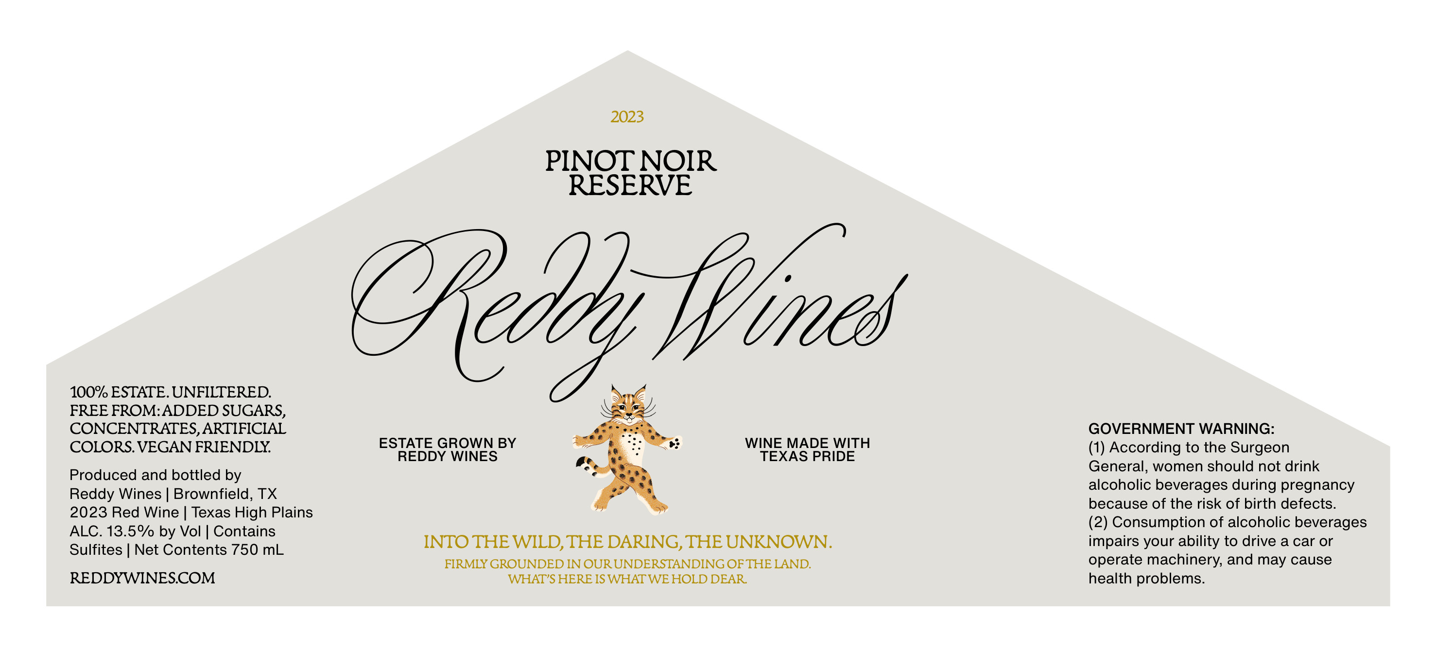 TABC label artwork for Reddy Wines 2023 Pinot Noir Reserve