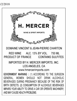 TABC label artwork for VINCENT & JEAN PIERRE CHARTON MERCUREY