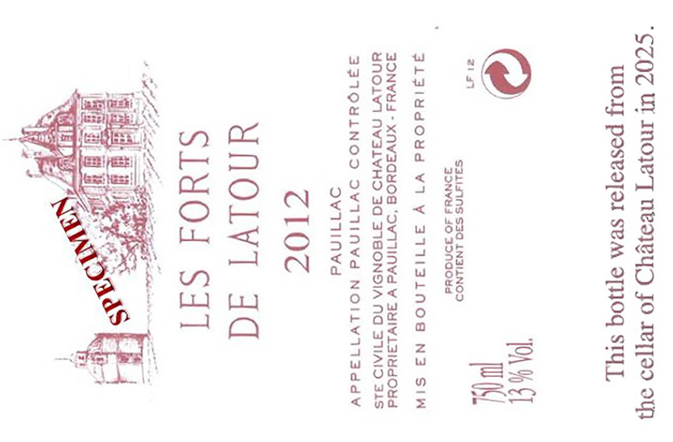 TABC label artwork for Les Forts De Latour Pauillac