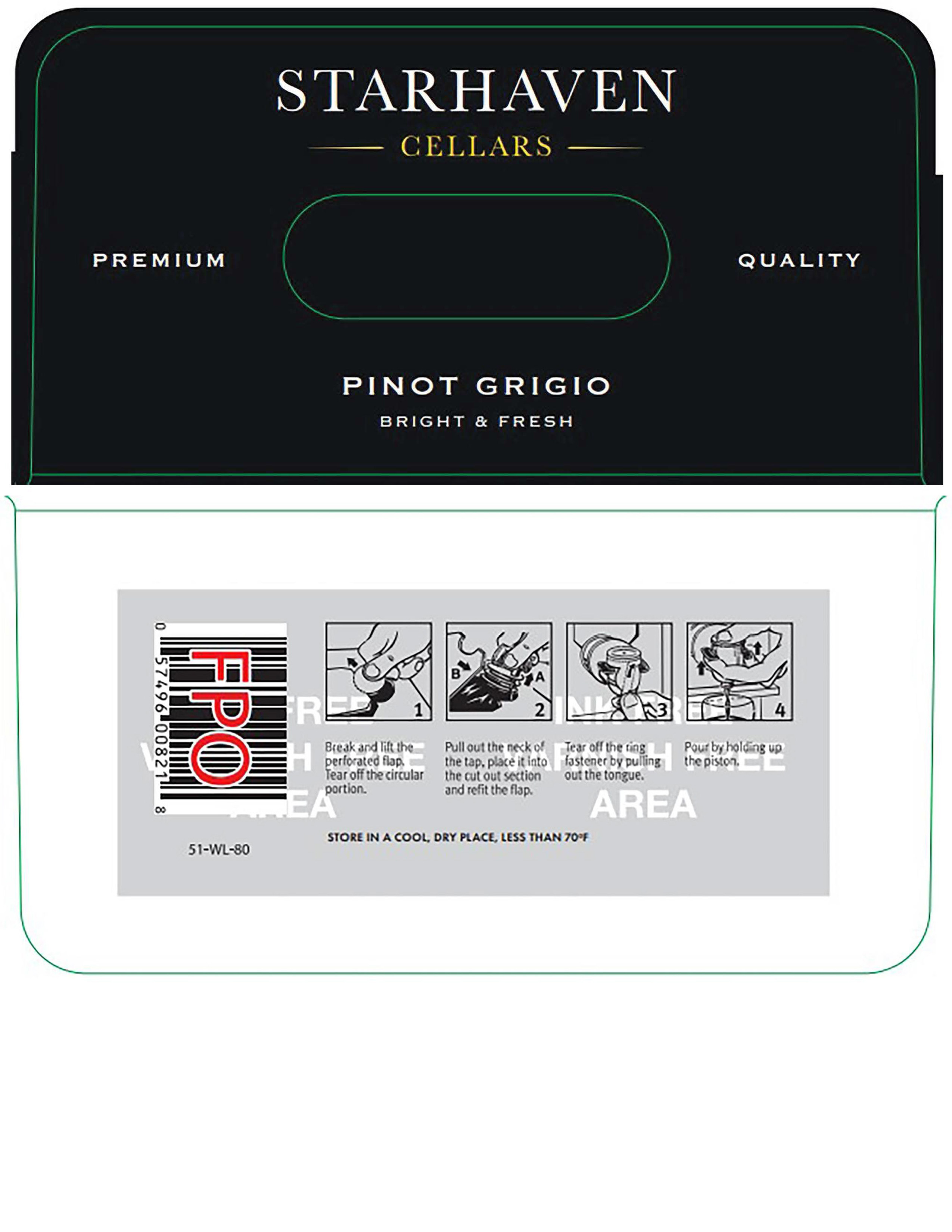TABC label artwork for Starhaven Cellars Pinot Grigio