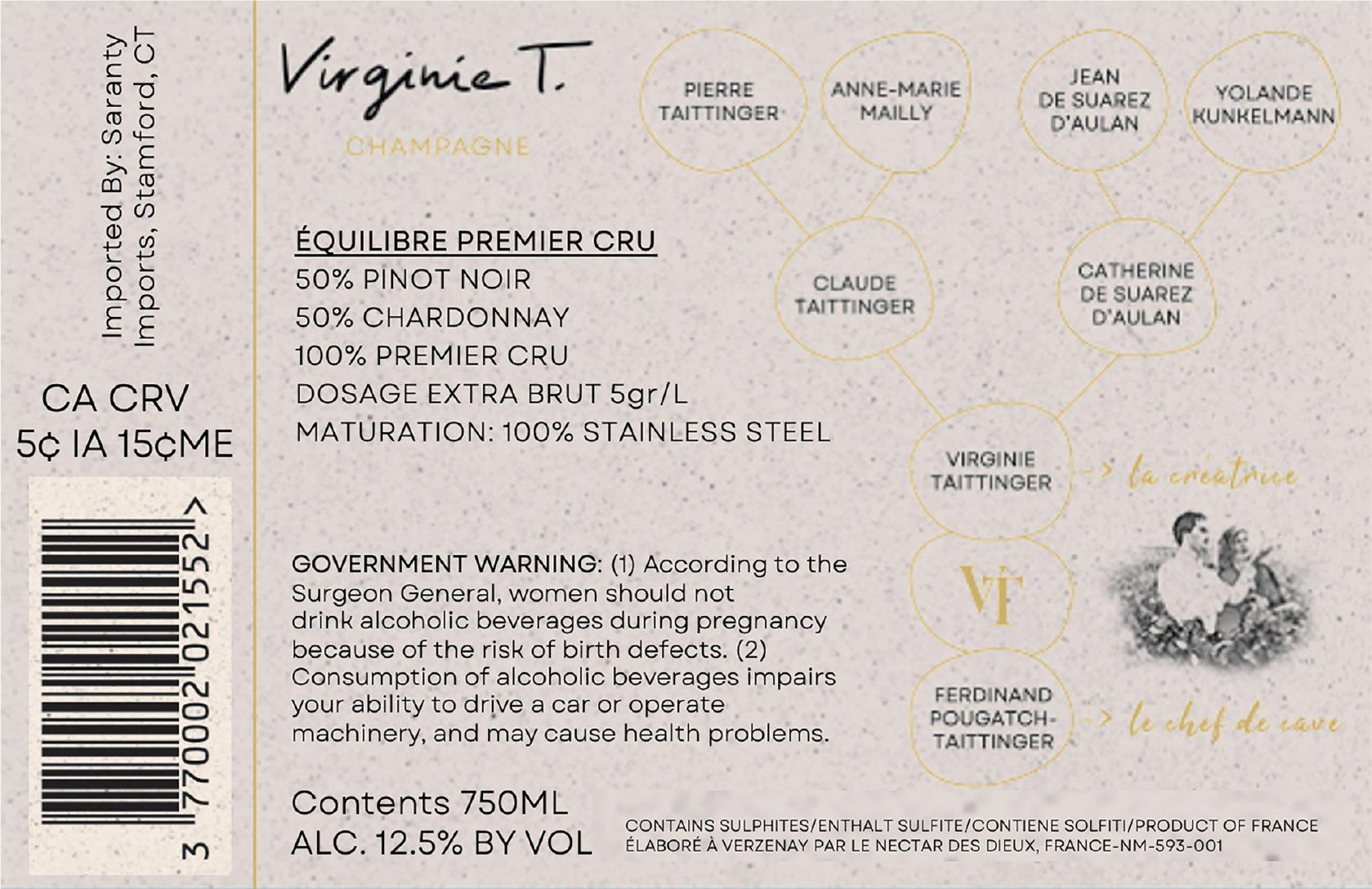 TABC label artwork for Virginie T Extra Brut Champagne