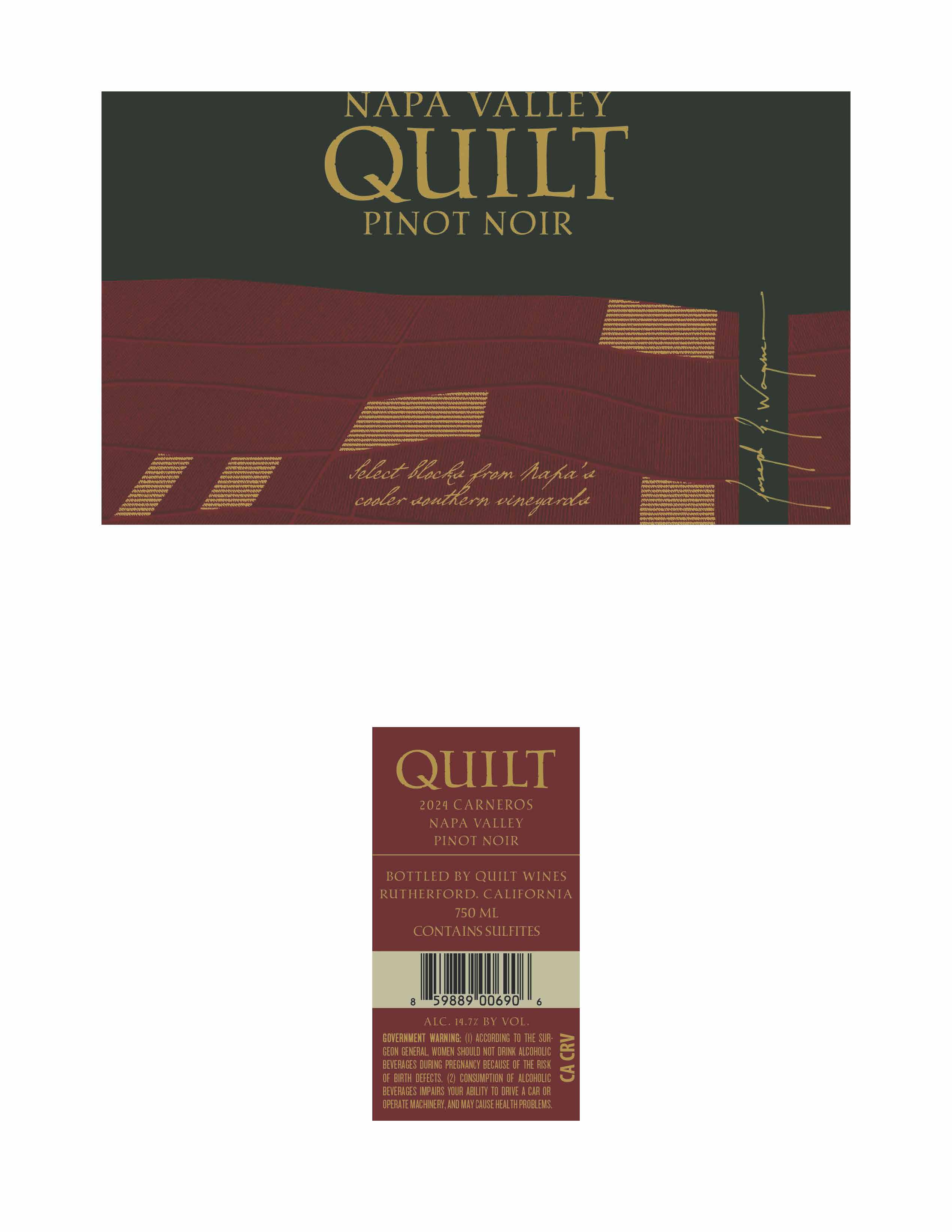 TABC label artwork for Quilt Pinot Noir