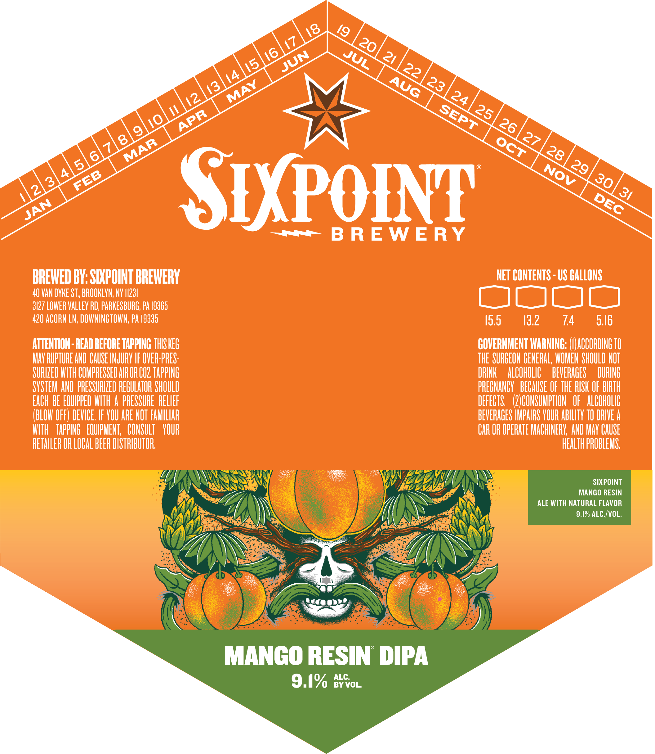 TABC label artwork for SIXPOINT MANGO RESIN KEGS