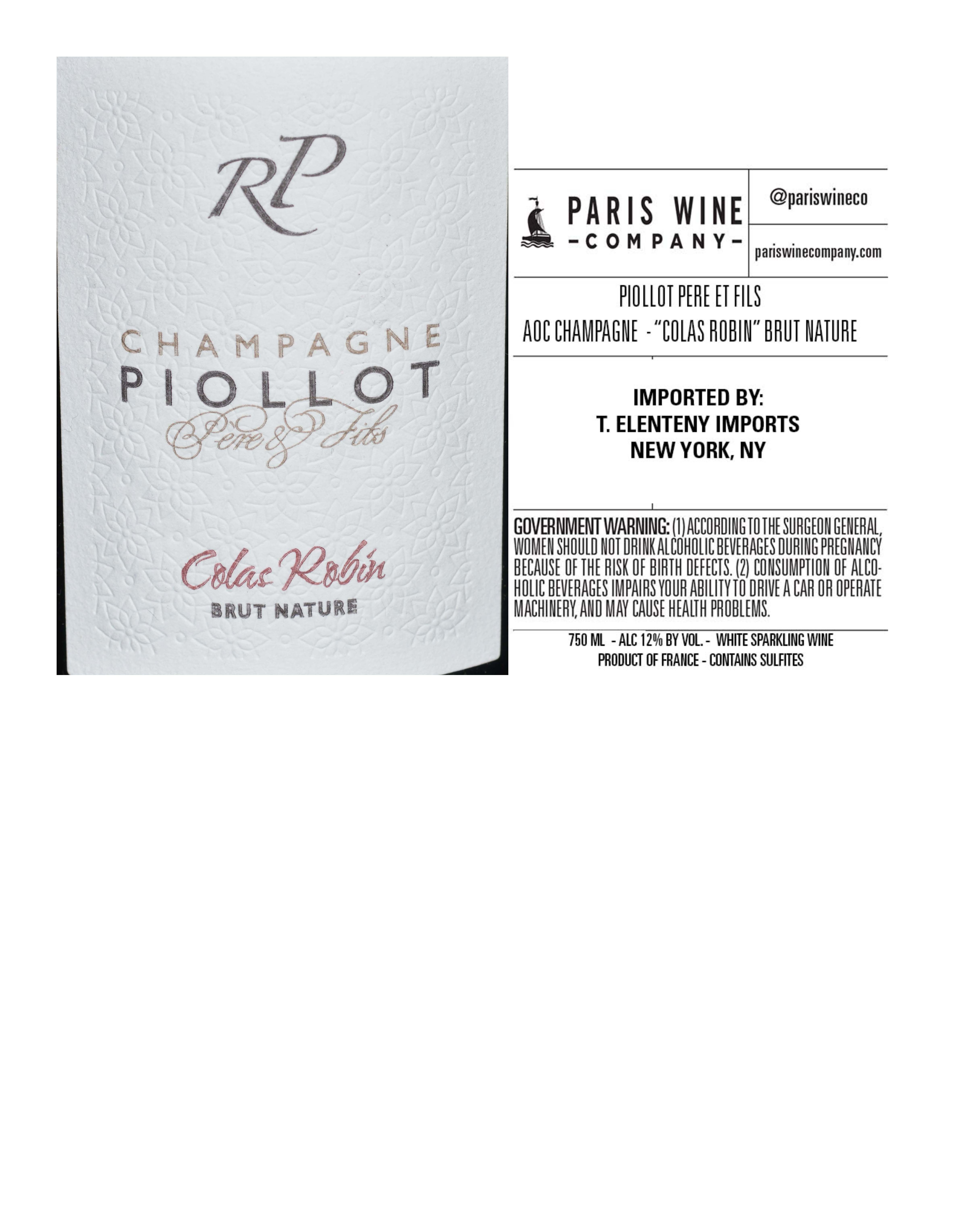 TABC label artwork for PIOLLOT PERE ET FILS COLAS ROBIN