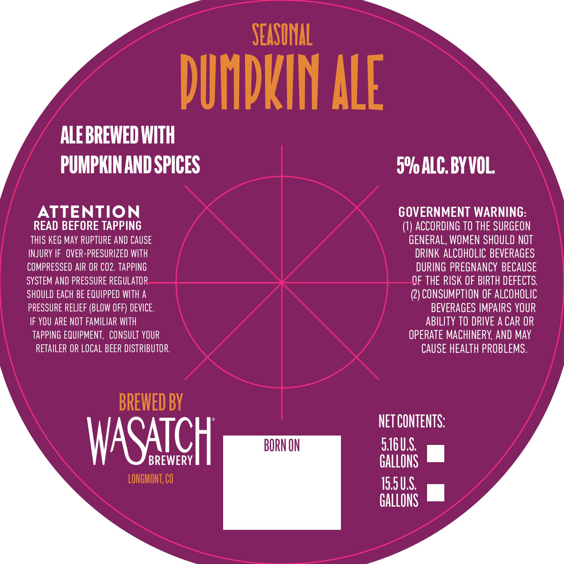 TABC label artwork for Wasatch Pumpkin Ale