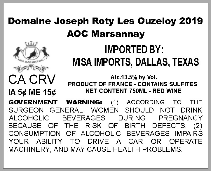TABC label artwork for DOMAINE JOSEPH ROTY LES OUZELOY