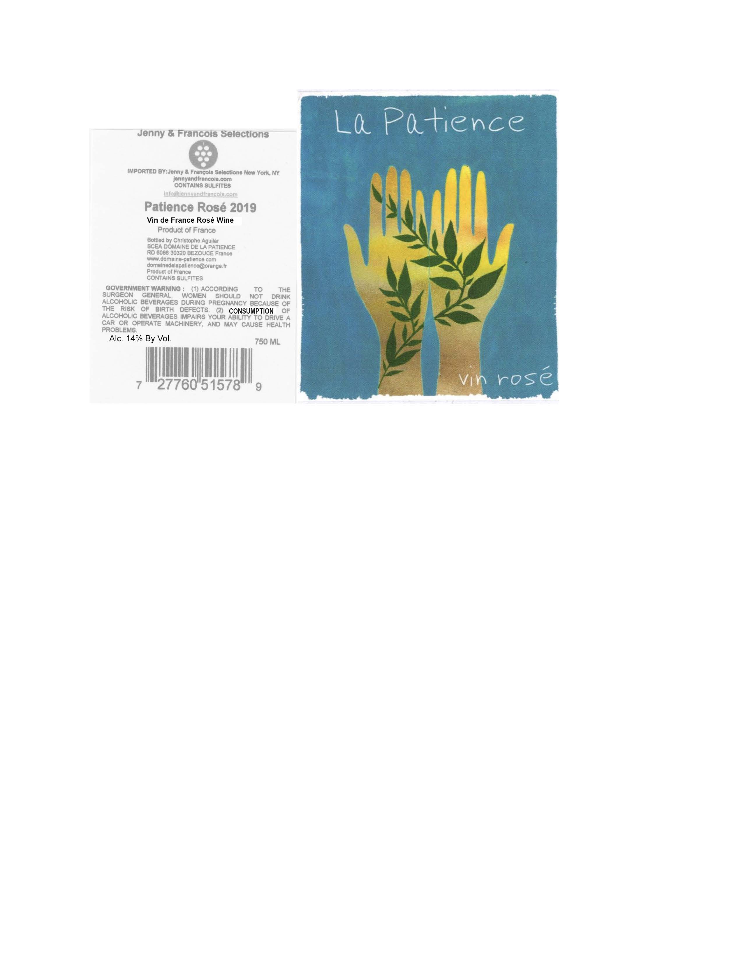 TABC label artwork for Domaine de la Patience, Rose