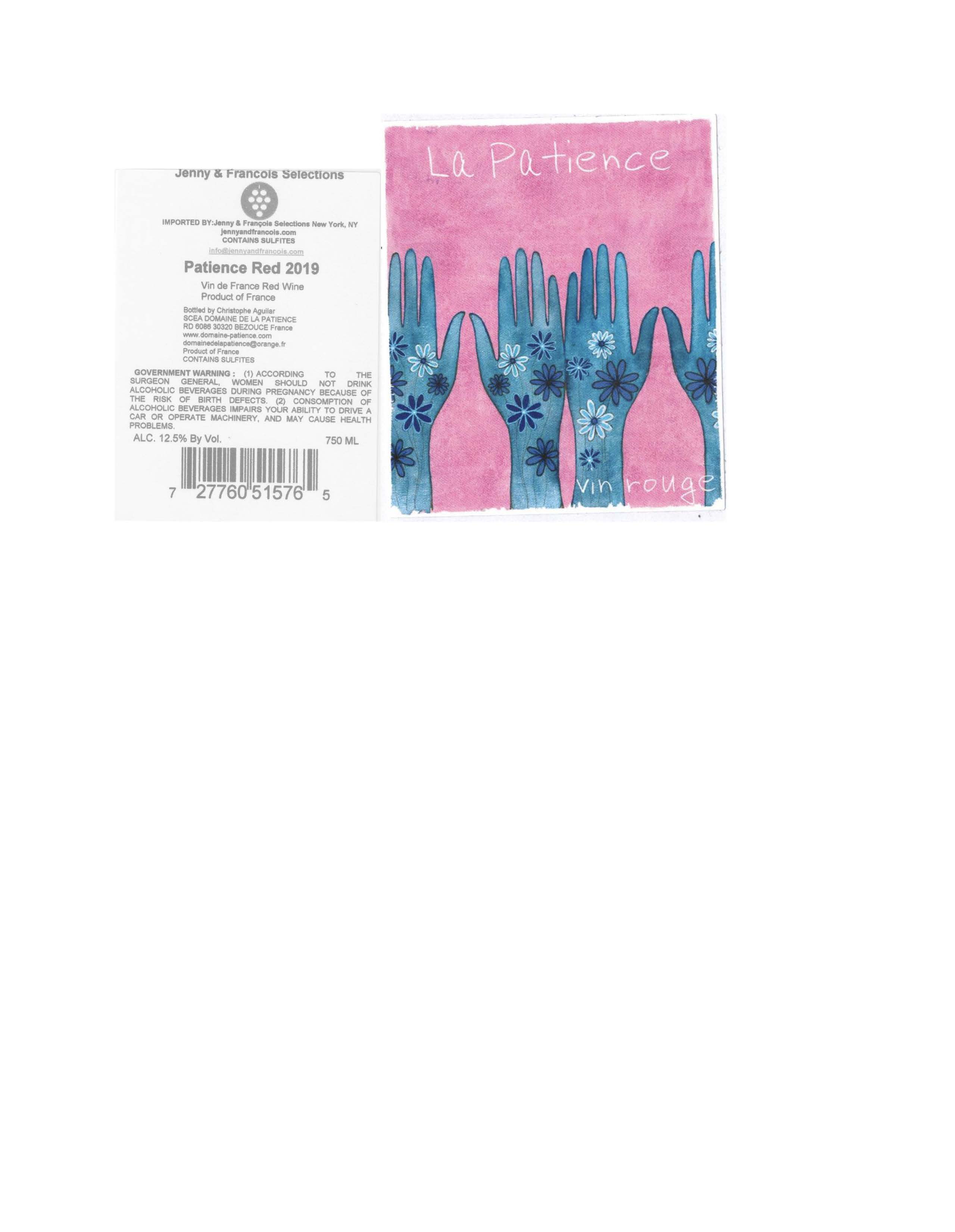 TABC label artwork for Domaine de la Patience, Red
