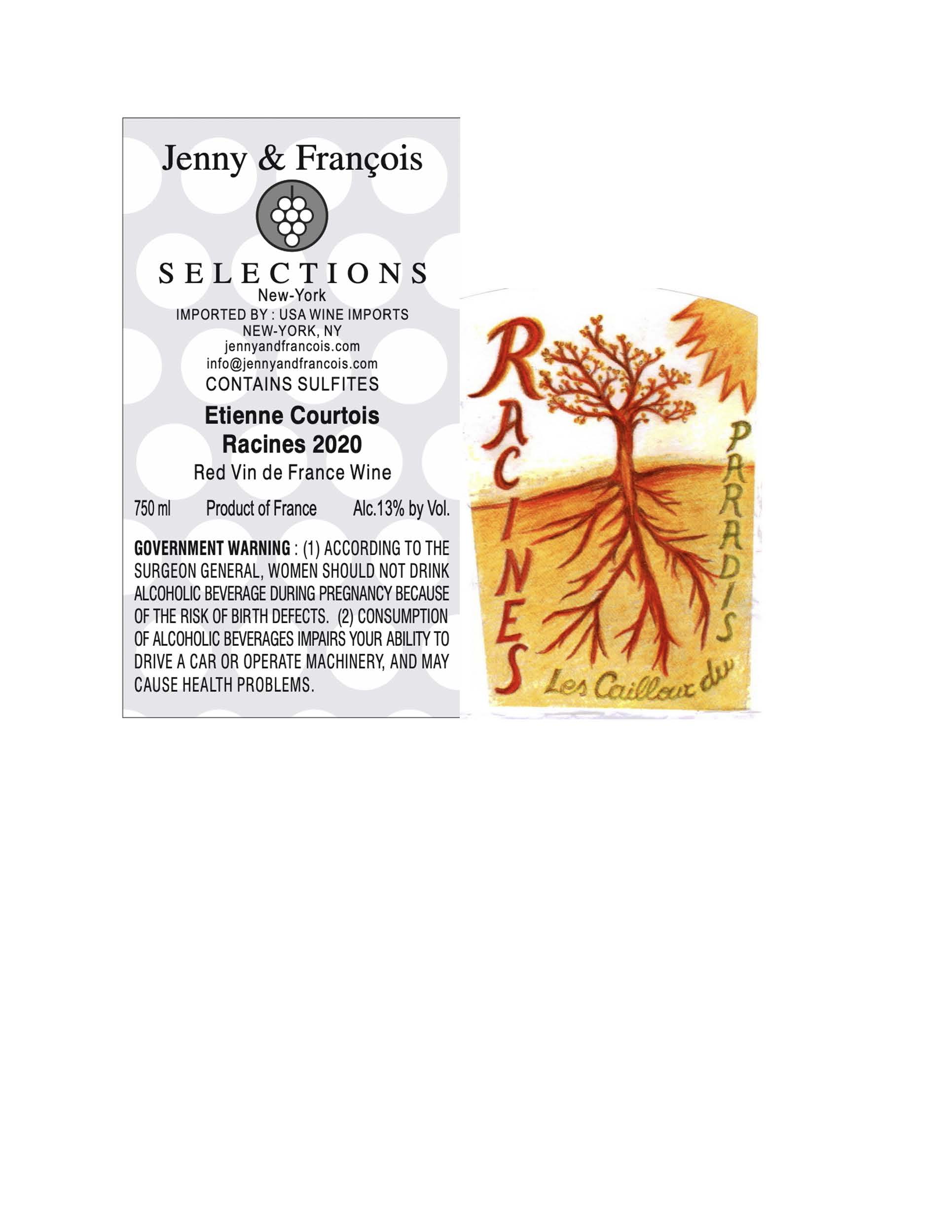 TABC label artwork for Etienne Courtois, Racines Rouge