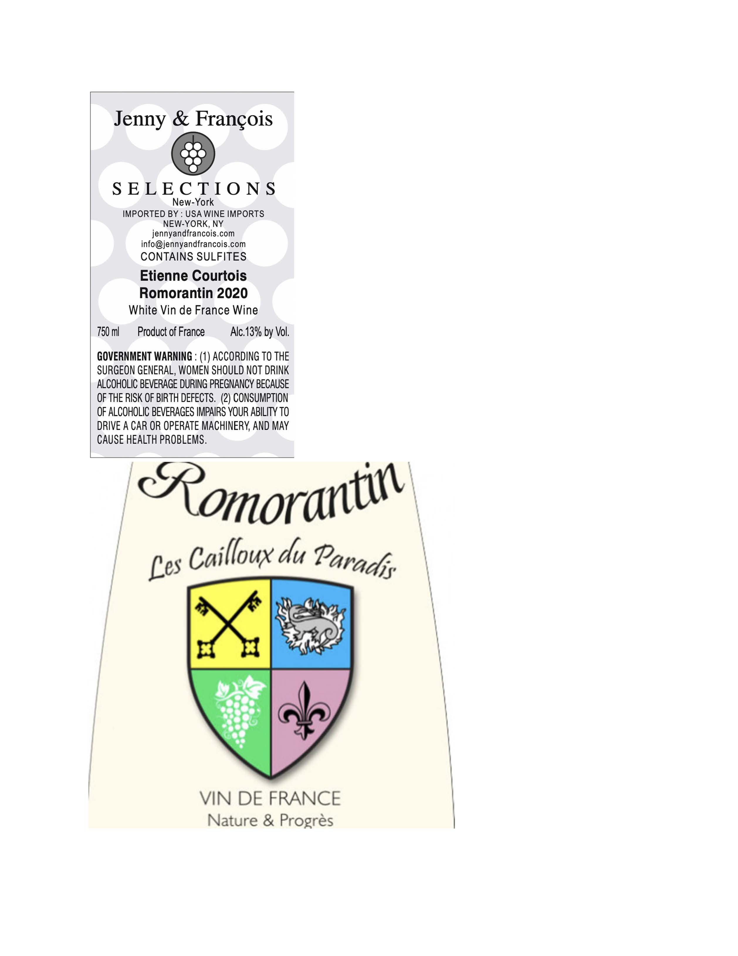TABC label artwork for Etienne Courtois, Romorantin