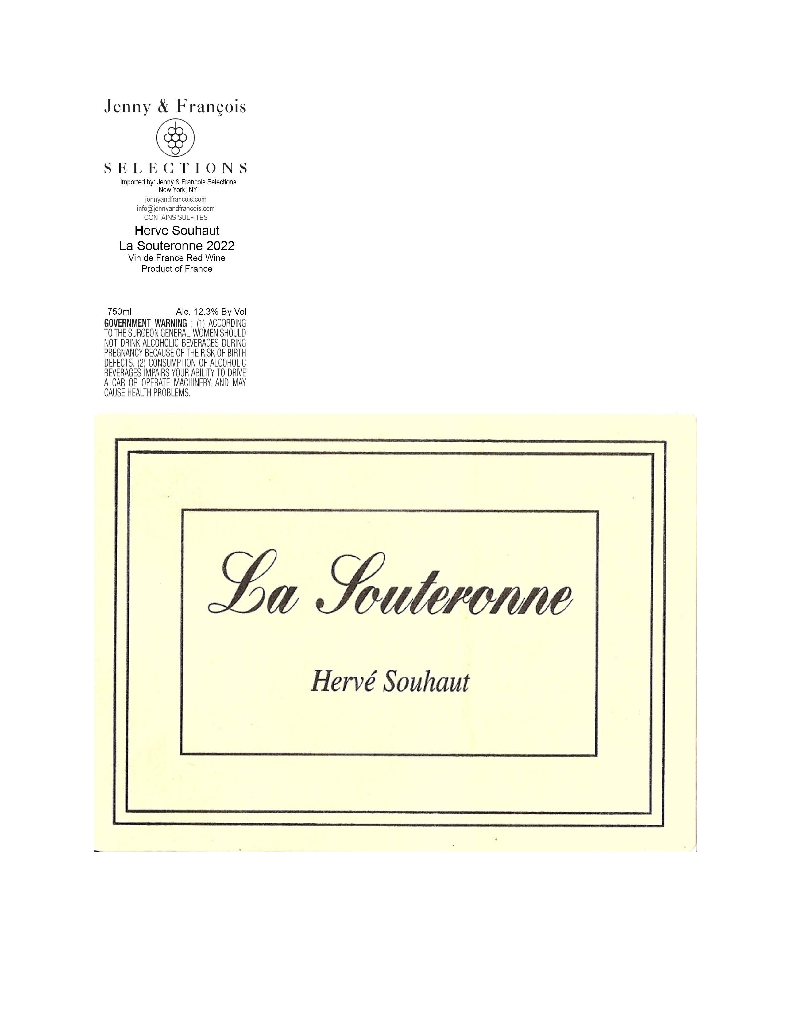 TABC label artwork for Herve Souhaut, La Souteronne