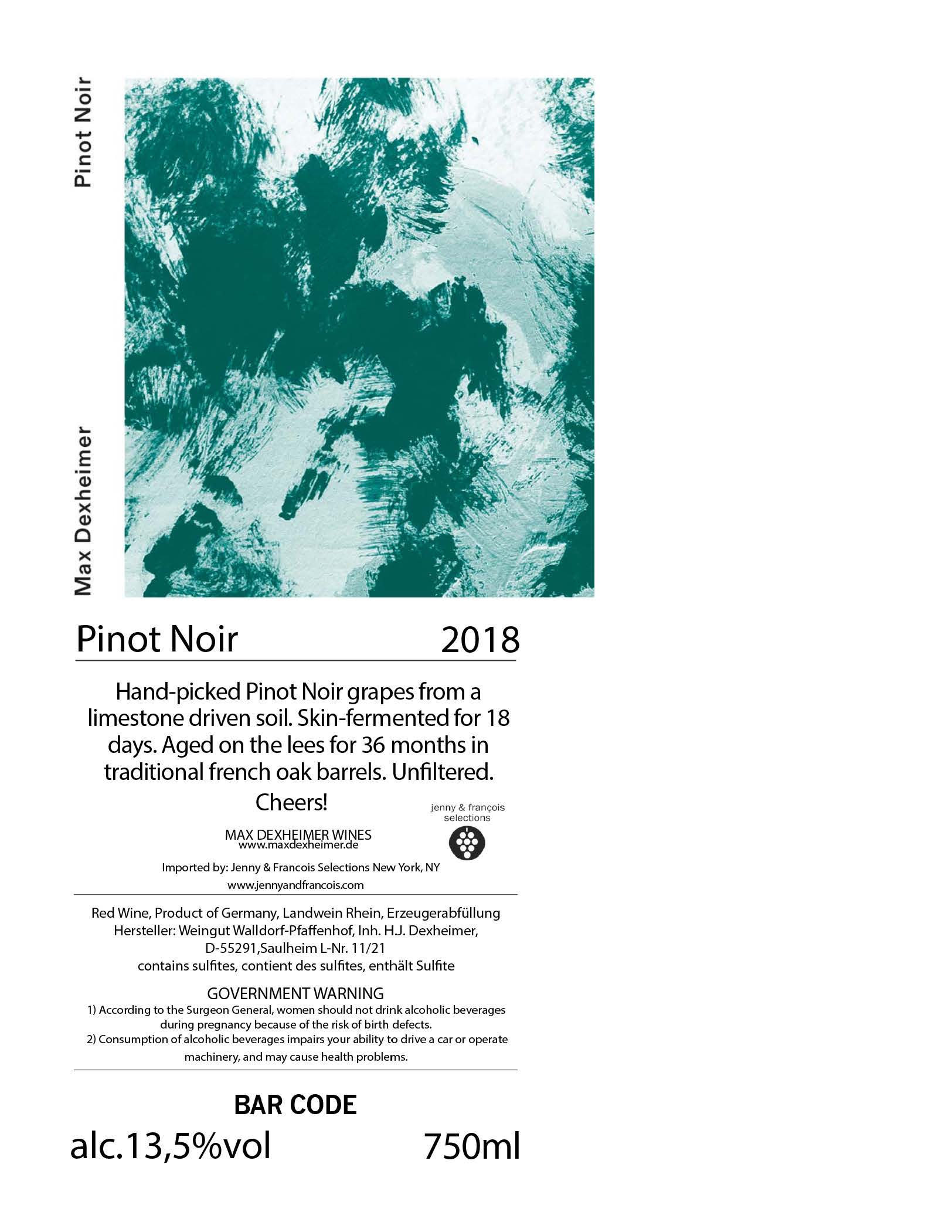 TABC label artwork for Dexheimer, Pinot Noir