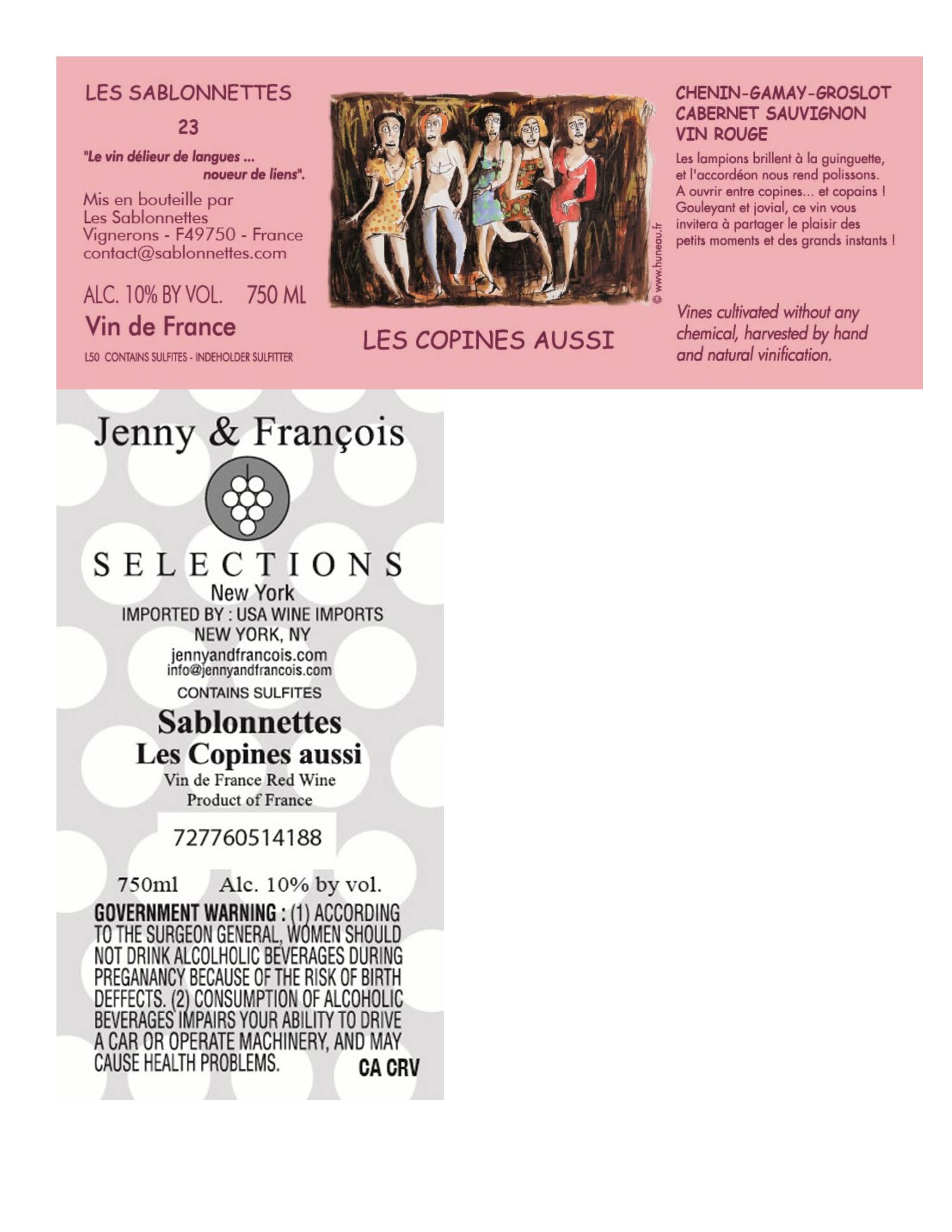 TABC label artwork for Sablonnettes, Les Copines Aussi