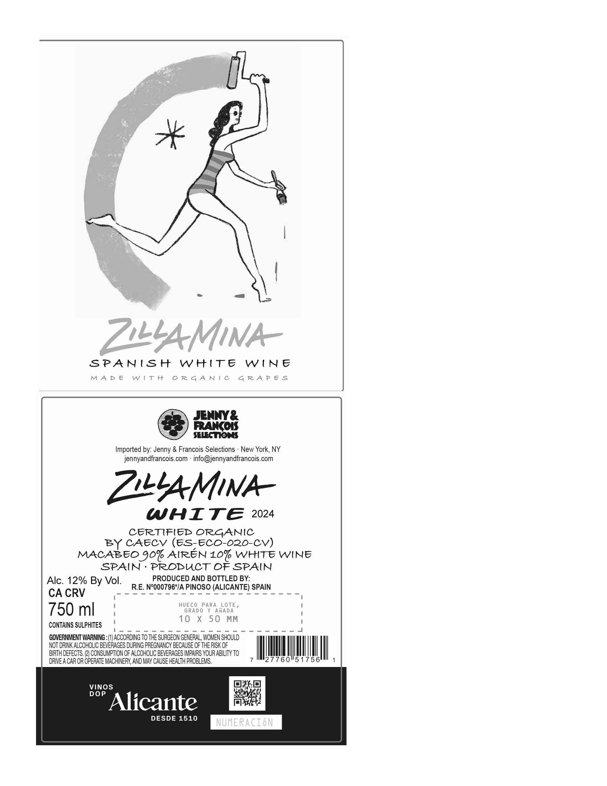 TABC label artwork for Zillamina, White MOG