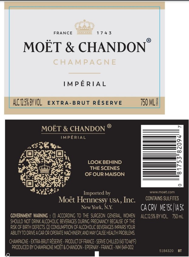 TABC label artwork for Moet & Chandon Impérial Extra Brut Reserve