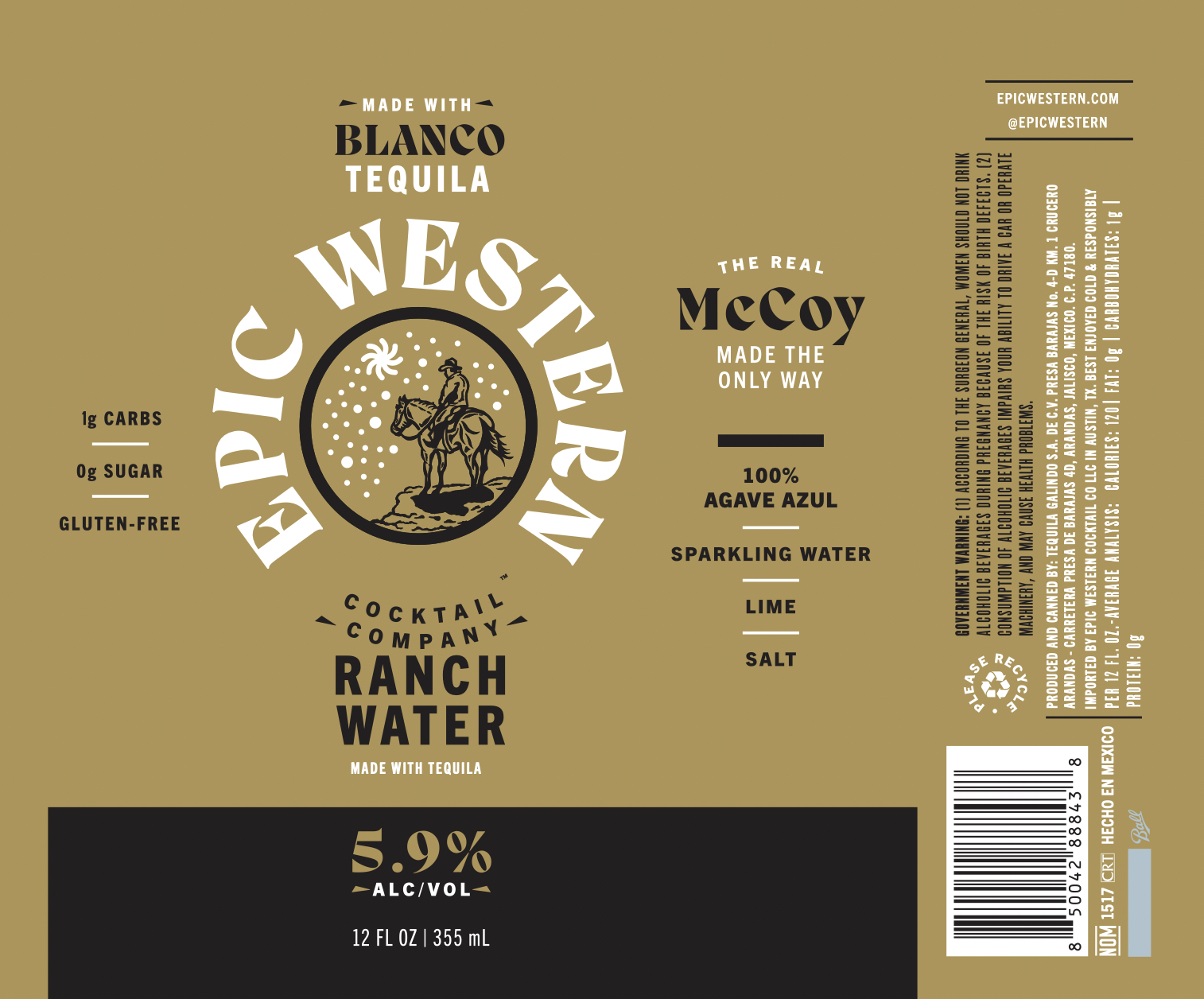 TABC label artwork for Epic Western Ranch Water