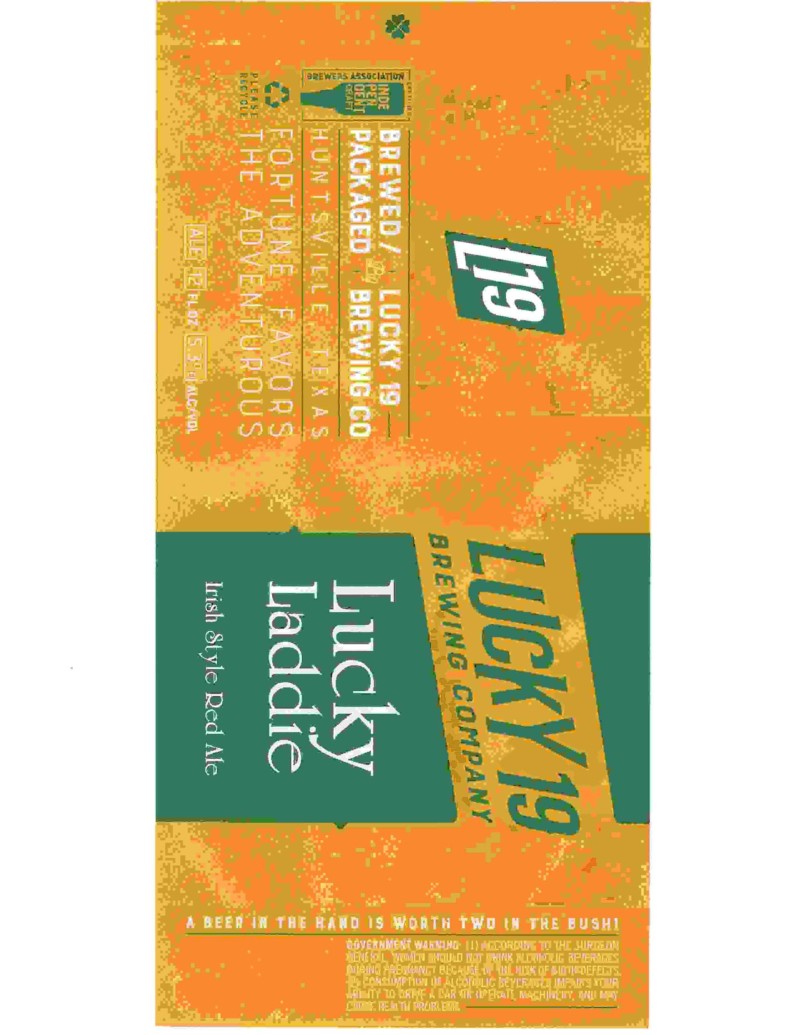 TABC label artwork for LUCKY LADDIE IRISH STYLE RED ALE