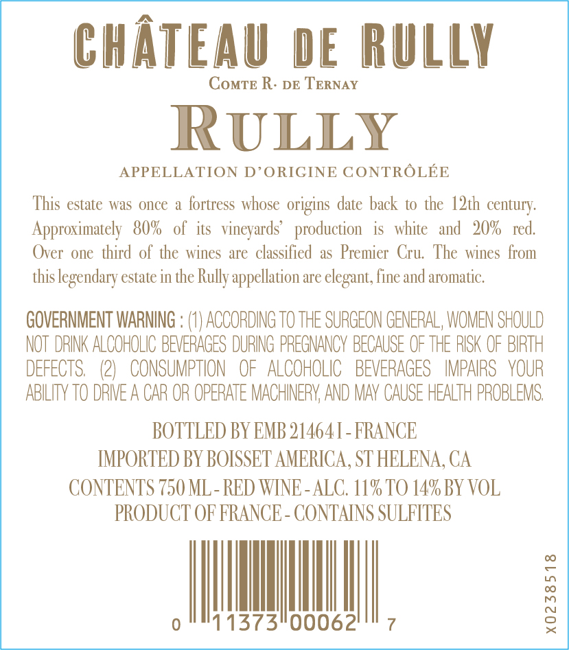 TABC label artwork for Chateau De Rully Rouge