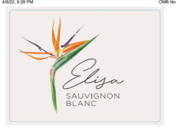 TABC label artwork for Elisa Sauvignon Blanc